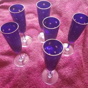 Saint Louis Crystal flute. Firmament. cobalt blue. 6 pcs